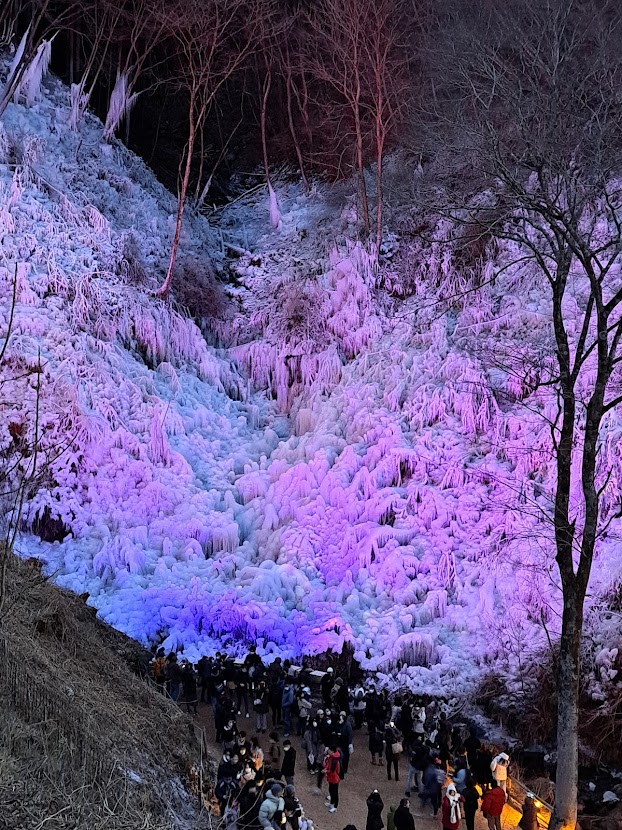 あしがくぼの氷柱ライトアップ